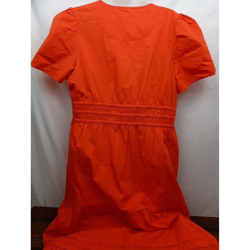 Quince nwt M orange 100% Organic Cotton Poplin Tiered Maxi Dress boho vacation - Picture 8 of 8